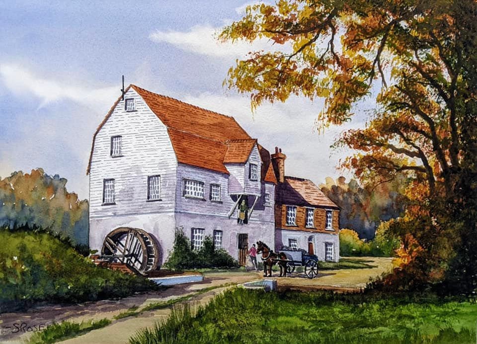 An English Barn (original 2024 watercolor painting)