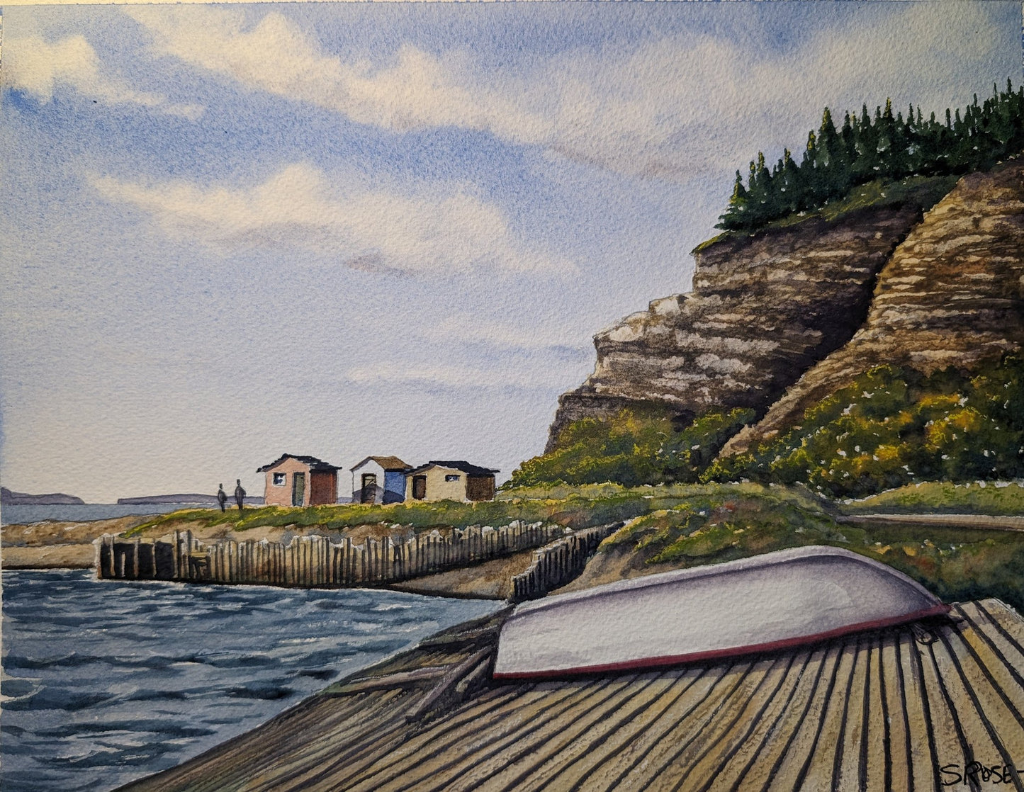 Boat on the Beach, Bell Island, Newfoundland (watercolour painting)