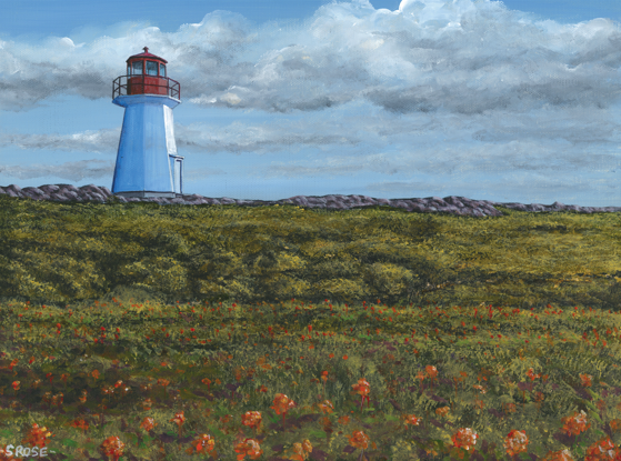 Camp Islands Lighthouse, Labrador (acrylic painting)