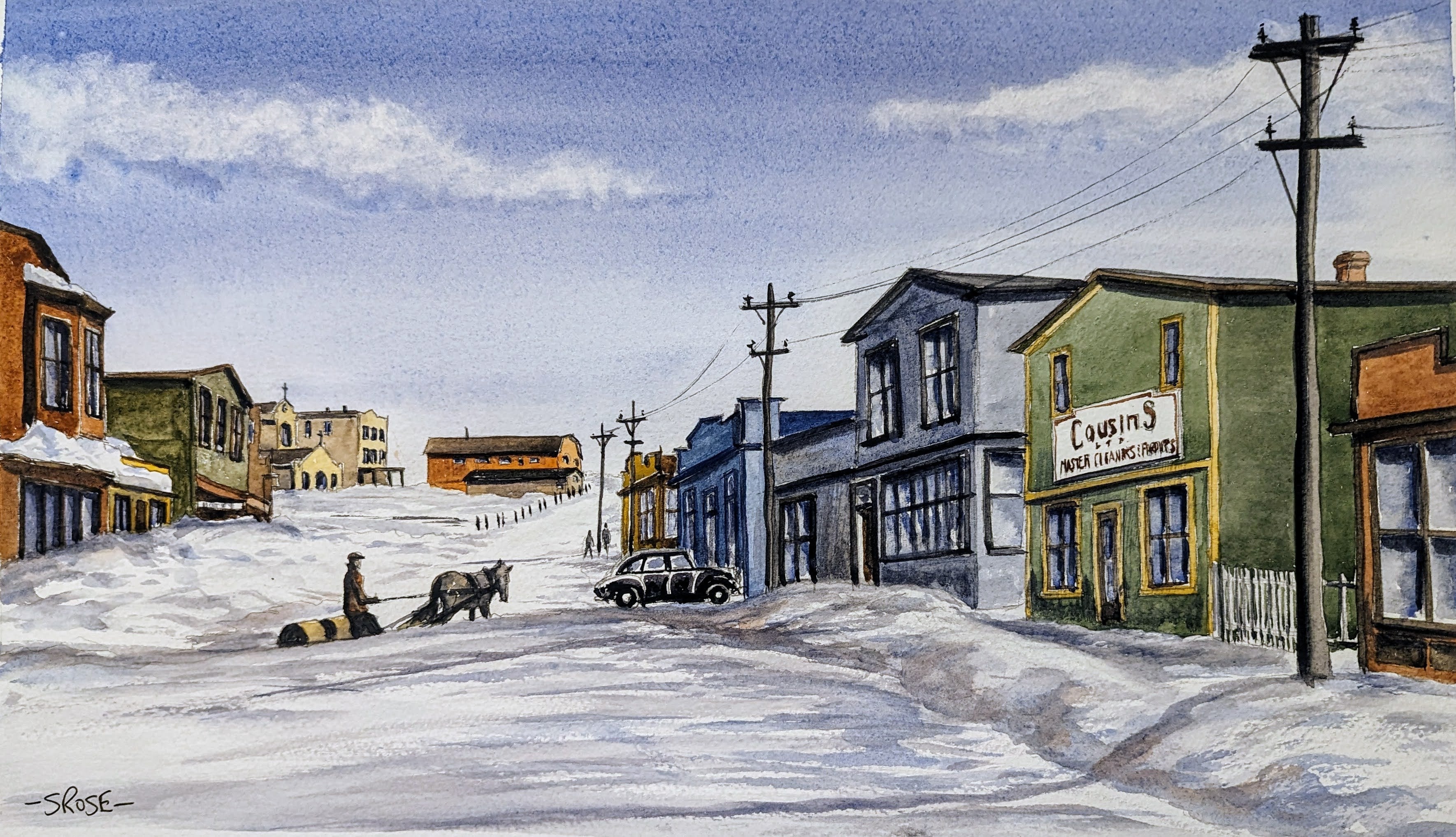 Old St. Cyprian's Church, Bell Island, top Newfoundland (12.25 x 15.5 inch print)