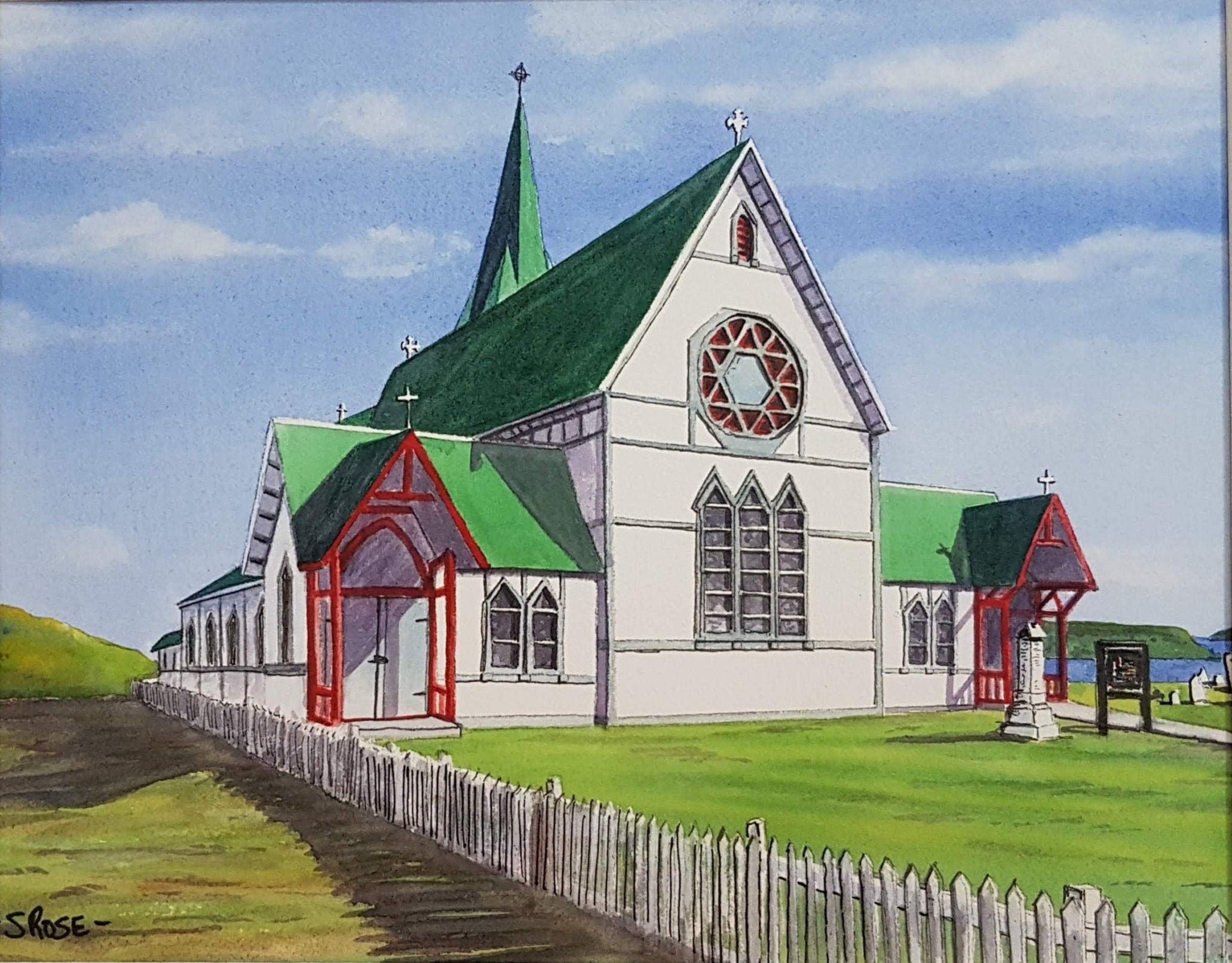 Old 2024 St. Cyprian's Church, Bell Island, Newfoundland (12.25 x 15.5 inch print)