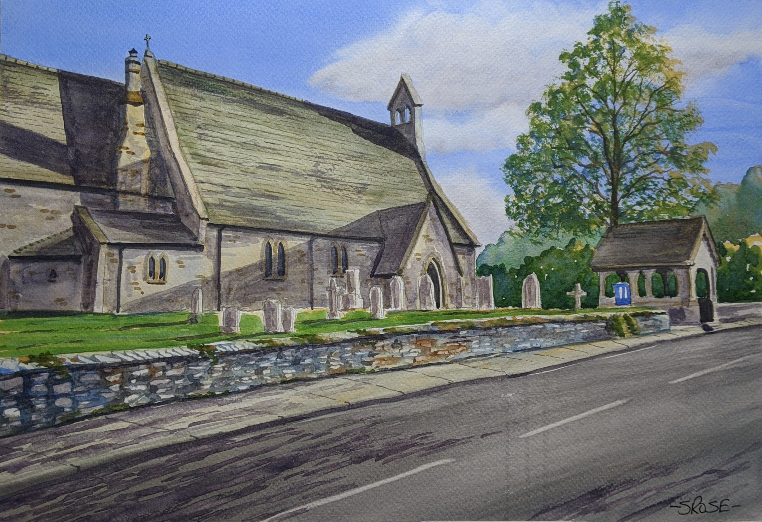 St. John the Divine, Acklington Village, UK hotsell (original watercolor painting)