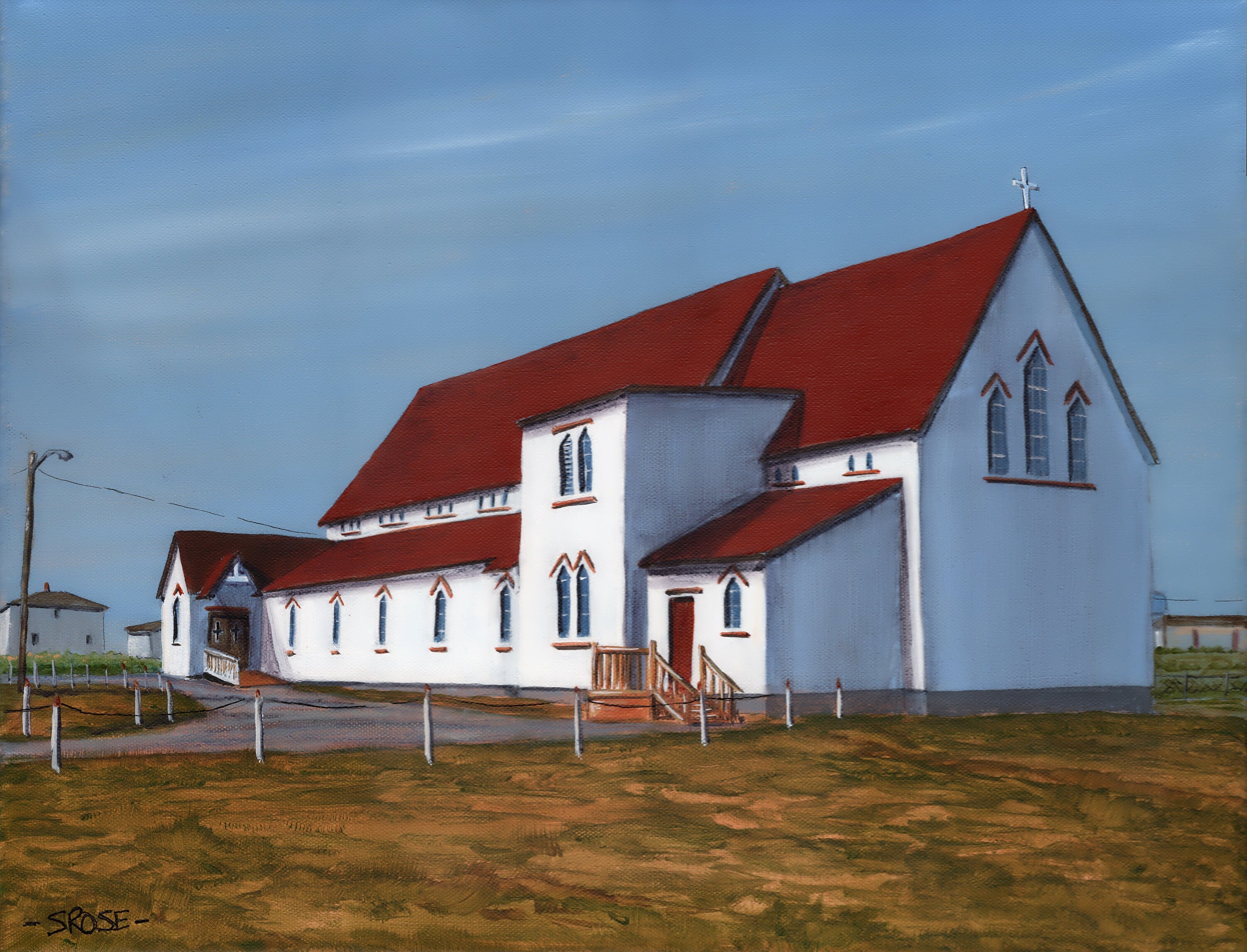 Old St. Cyprian's Church, Bell Island, top Newfoundland (12.25 x 15.5 inch print)