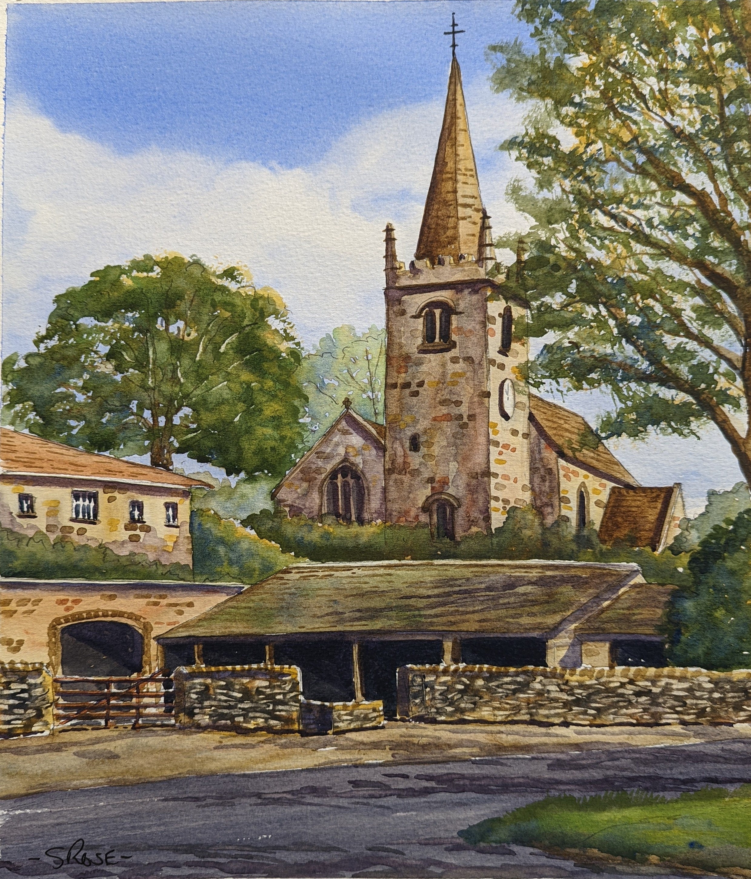 English Church Village store (original watercolor painting)